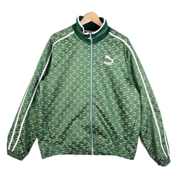 Puma Players Lounge T7 Woven Full Zip Track Jacket Mens Large Green SAMPLE - Picture 1 of 13